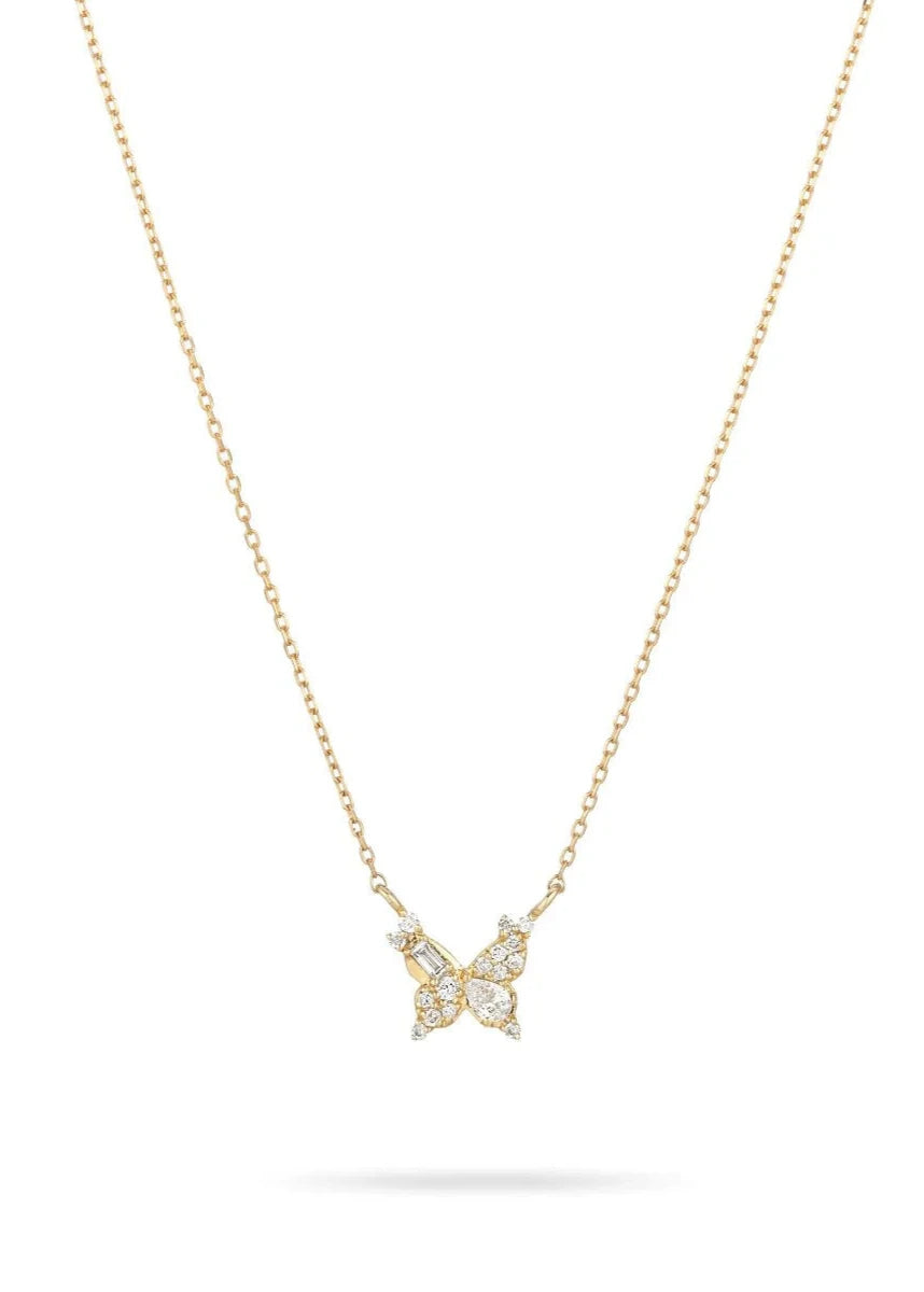 MIXED DIAMOND BUTTERFLY NECKLACE