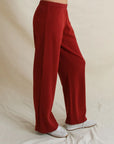NORA FRENCH TERRY PANT IN RUBY RED