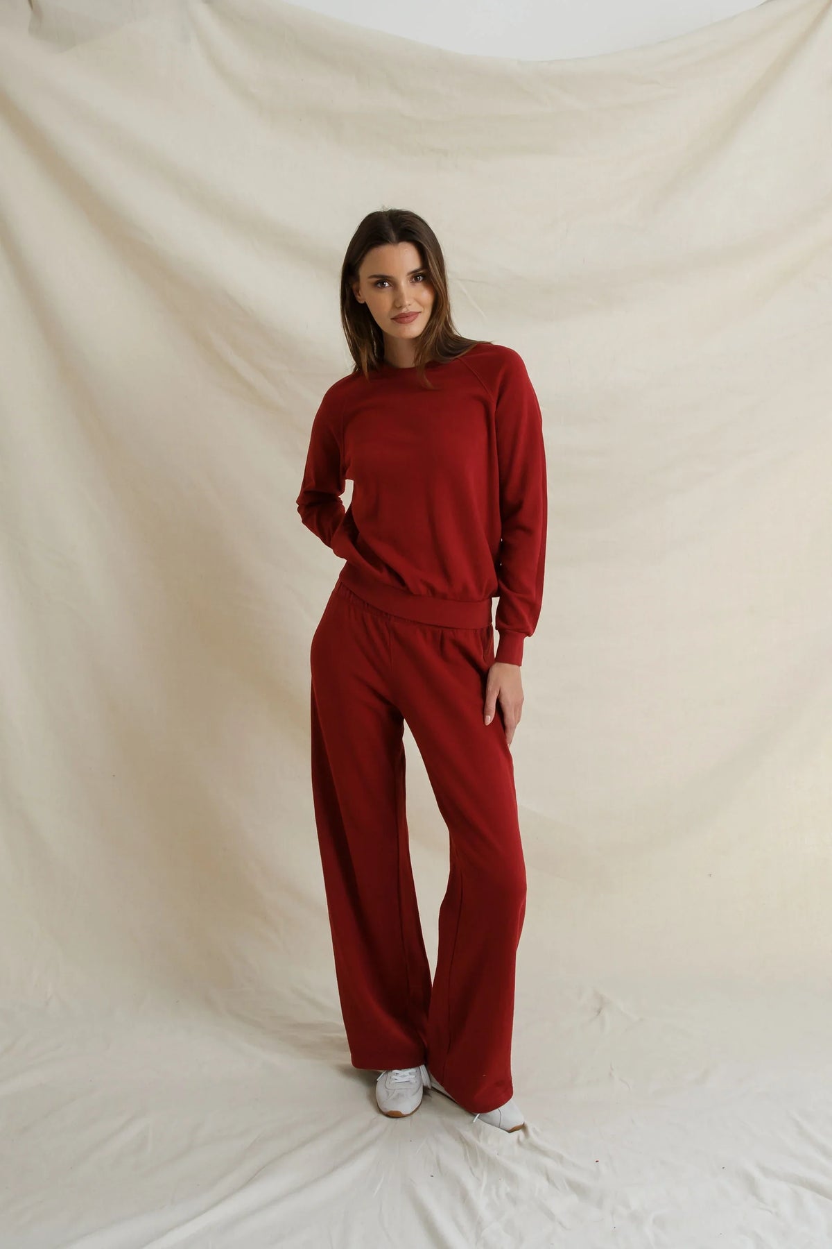 NORA FRENCH TERRY PANT IN RUBY RED