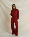 NORA FRENCH TERRY PANT IN RUBY RED