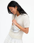 PETITE FANNY PACK IN SILVER LAMBA