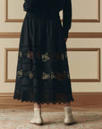 ROSETTE CROCHET CANARY SKIRT IN BLACK