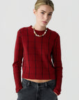 SHRUNKEN CHECKER CREW IN CARMINE/BURNT COCOA