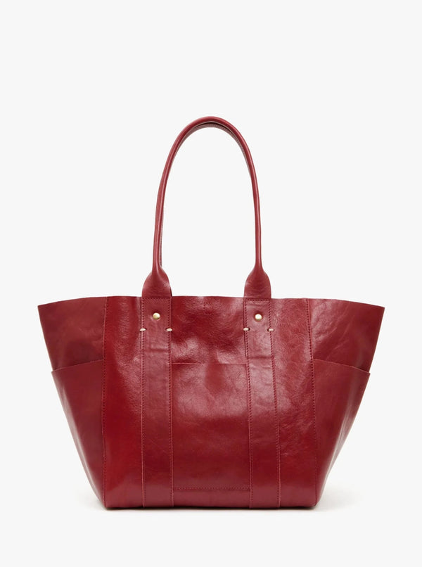 LE SLIM BOX TOTE IN OXBLOOD