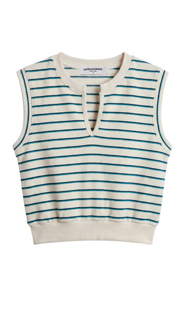 SLOANE MUSCLE TANK IN TEAL BLUE/NAVY STRIPE