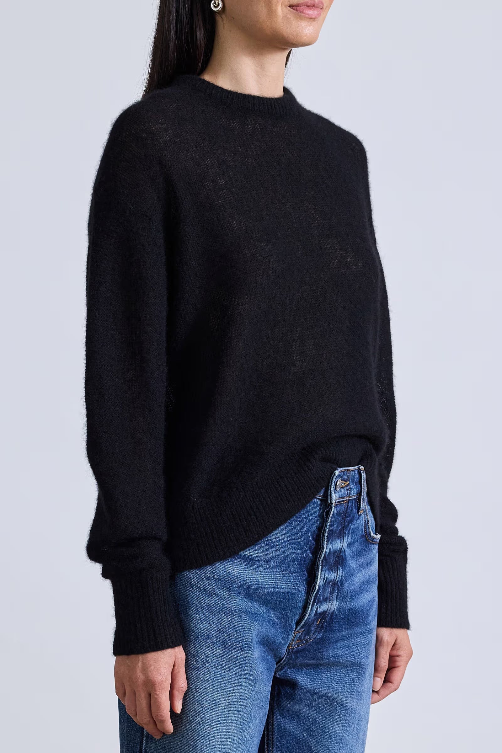 SOFTEST TISSUE WEIGHT SWEATER IN BLACK
