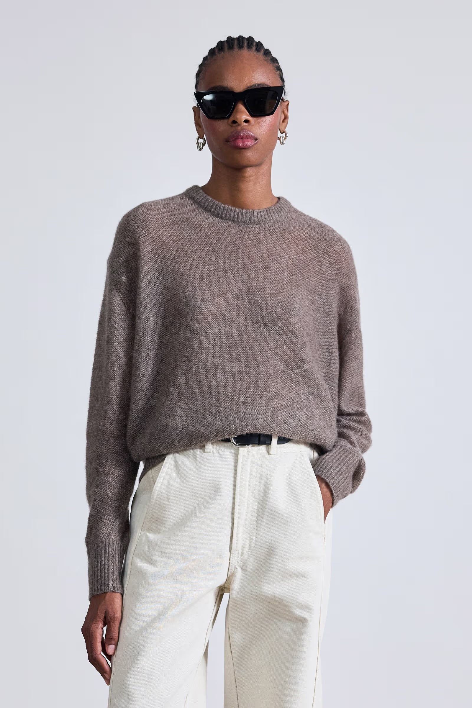 SOFTEST TISSUE WEIGHT SWEATER IN HAZELNUT