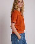 ZIGGY SHORT SLEEVE SWEATSHIRT IN BURNT ORANGE