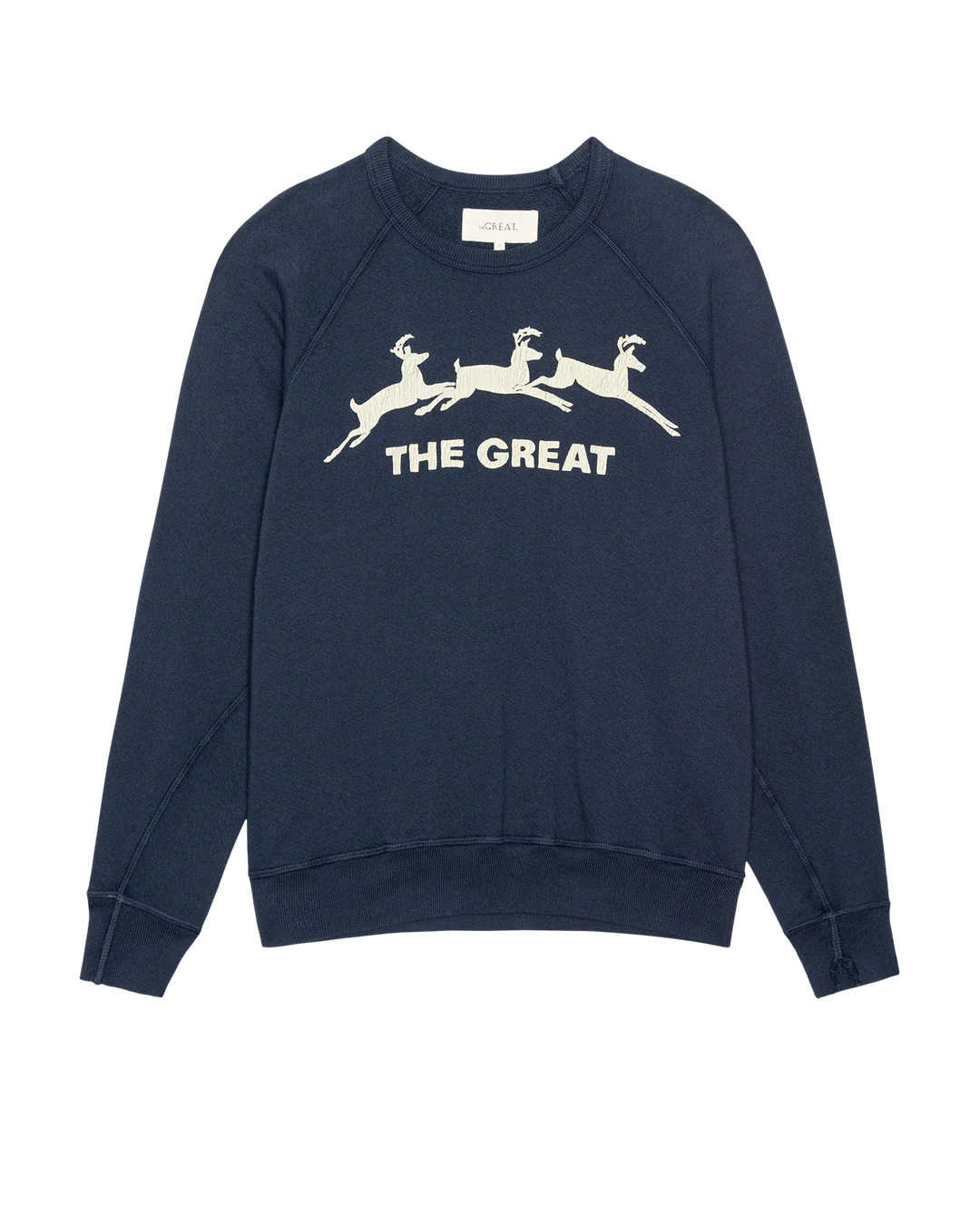 COLLEGE SWEATSHIRT IN NAVY WITH DEER GRAPHIC
