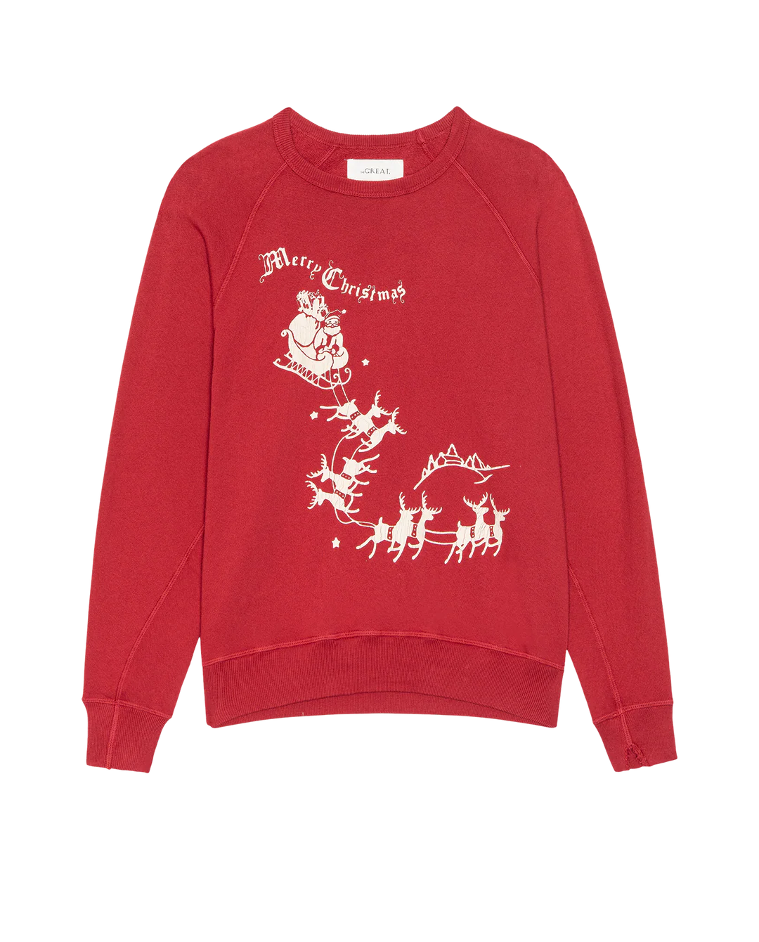 COLLEGE SWEATSHIRT IN RED WITH SLEIGH GRAPHIC