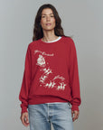 COLLEGE SWEATSHIRT IN RED WITH SLEIGH GRAPHIC