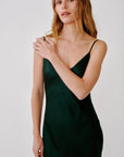 TAYLOR SILK DRESS IN HUNTER GREEN