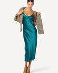 TAYLOR MIDI DRESS IN MARINE TEAL