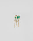TRIPLE MARQUISE EMERALD + DIAMOND CHAIN EARRINGS