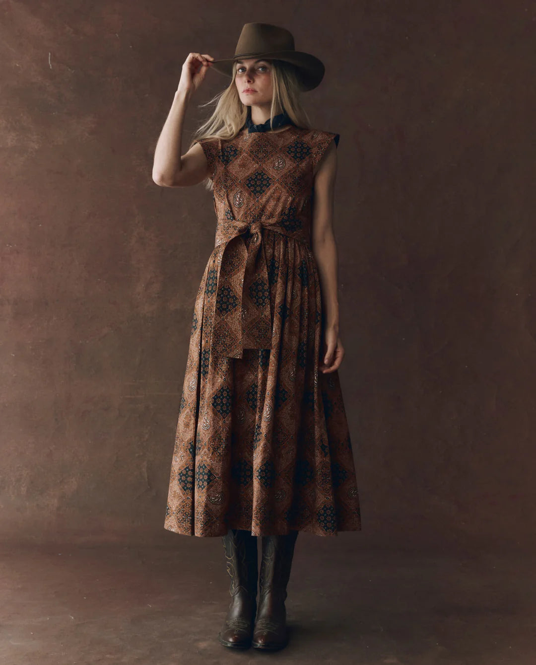 TULSA DRESS IN GEO BANDANA