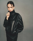OVERSIZED LEATHER BOMBER JACKET