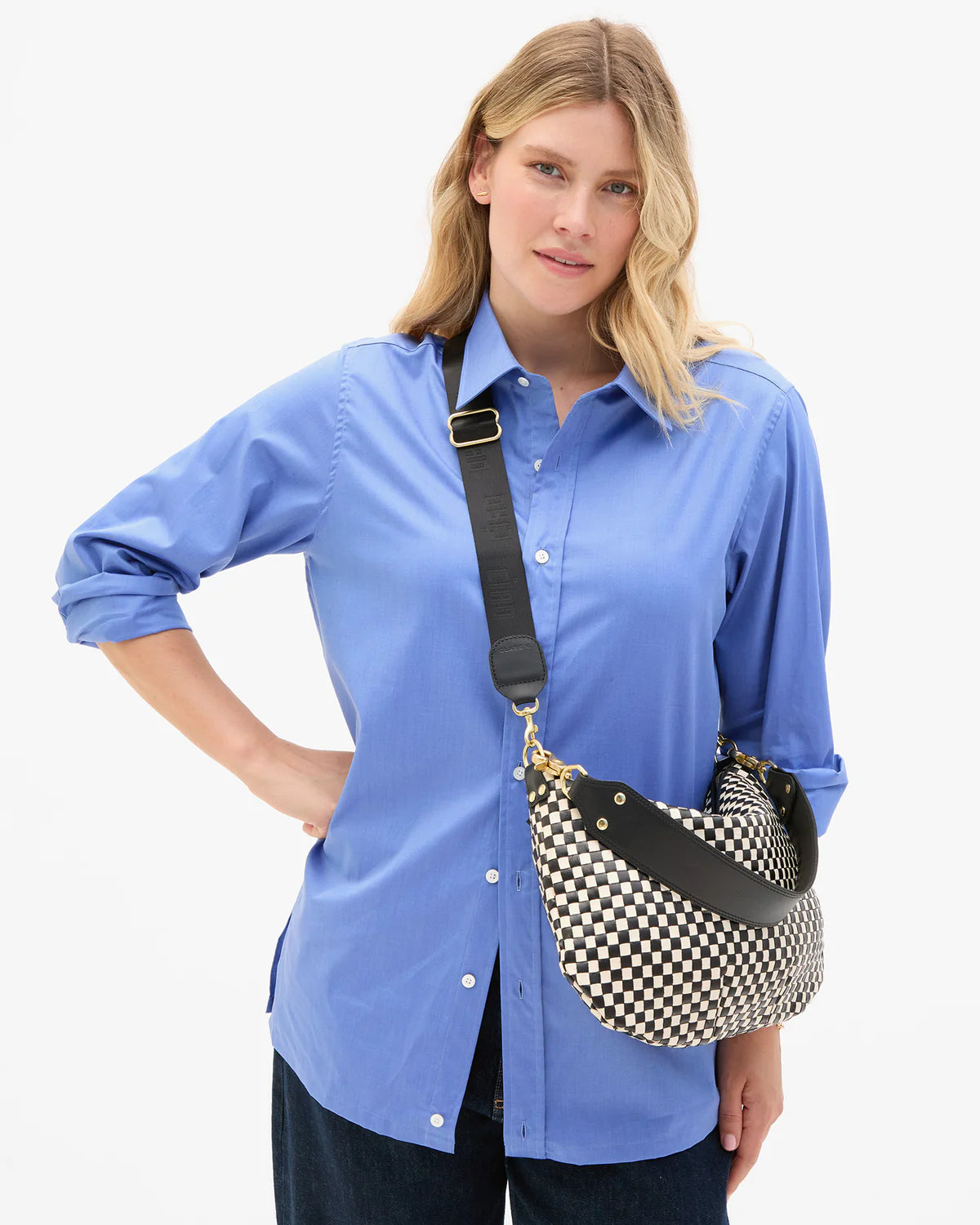 ADJUSTABLE WEBBING CROSSBODY STRAP IN BLACK