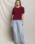 ZIGGY SHORT SLEEVE SWEATSHIRT IN RUBY RED