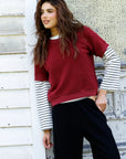 ZIGGY SHORT SLEEVE SWEATSHIRT IN RUBY RED