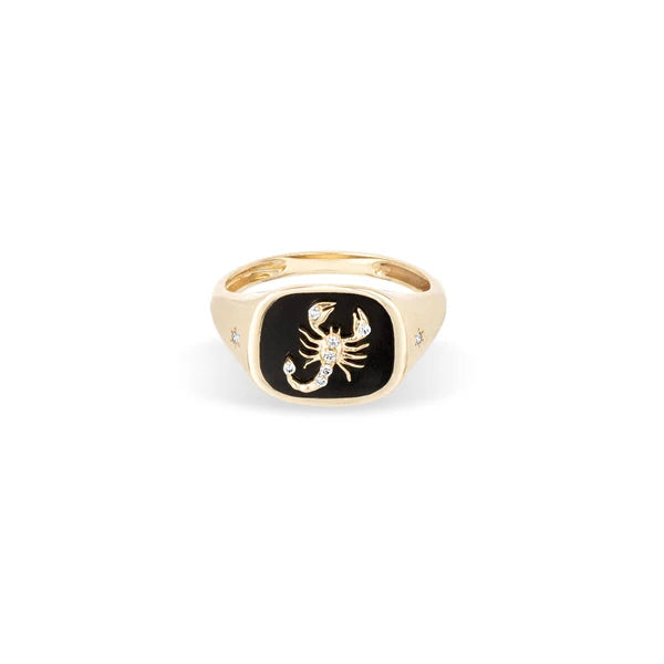 ZODIAC CERAMIC + DIAMOND SIGNET RING
