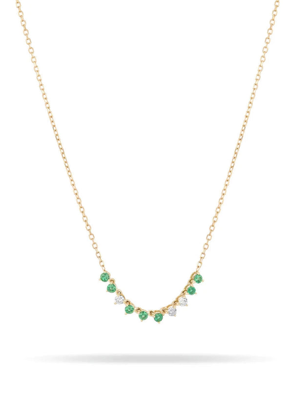 EMERALD + DIAMOND ROUNDS CHAIN NECKLACE