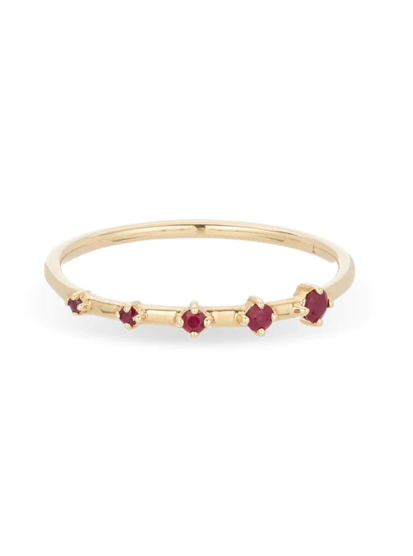 FIVE RUBY STACKING RING